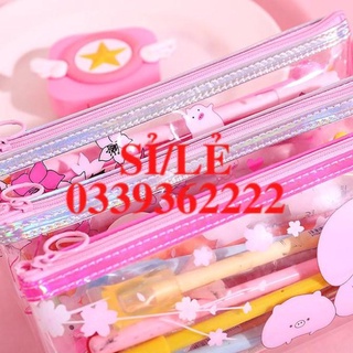 [ HAIANHSHOP ] Túi đựng bút trong suốt hình chú heo hồng dễ thương