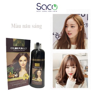 Dầu gội nhuộm tóc SACO Nâu Sáng từ thảo dược thiên nhiên không gây khô xơ tóc