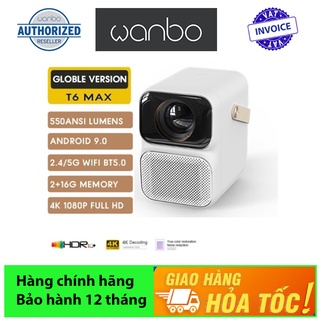 Máy chiếu thông minh không dây mini Wanbo T6 MAX chất lượng Full HD tích hợp Android 2GB/bộ nhớ 16GB - Bảo hành 12 tháng