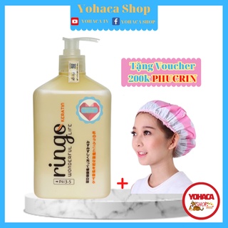 [Tặng mũ ủ cao cấp ]Kem ủ tóc Ringo keratin siêu phục hồi tóc nát 550ml