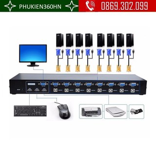 Bộ Switch KVM 8 port  KVM 1-8, 8 cây ra 1 màn hình chính hãng MT-Viki, Bộ gộp 8 máy tính ra 1 màn hình KVM 8 port MT-Vik