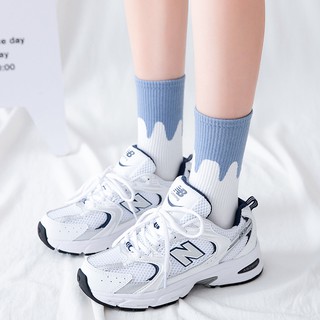 Tất cao cổ cotton in họa tiết vân mây thời trang cho nam và nữ