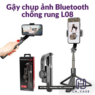 Gậy Chụp Ảnh Cao Cấp Selfie Chống Rung Điện Tử Gimbal L08 Có Bluetooth - Có Chân Đỡ Tự Đứng - Kéo Dài Tới 86cm
