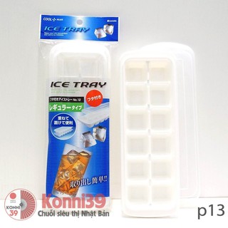 KHAY LÀM ĐÁ 12 VIÊN ( CÓ NẮP ĐẬY) INOMATA - HÀNG NỘI ĐỊA NHẬT, mỗi khuôn làm được 12 viên đá