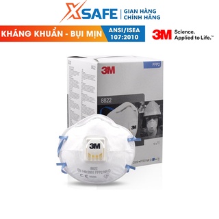 Khẩu trang phòng độc 3M 8822 van lạnh 1 chiều, kháng khuẩn chống bụi mịn, tiêu chuẩn N95 Hoa Kỳ  - chính hãng 3M - xsafe
