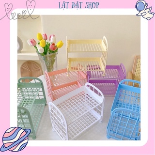 Kệ mini 2 tầng nhựa để bàn đựng phụ kiện