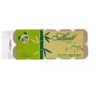 ( 1 LỐC / 10 CUỘN ) Giấy vệ sinh gấu trúc SILKWELL 3 lớp dai và mịn