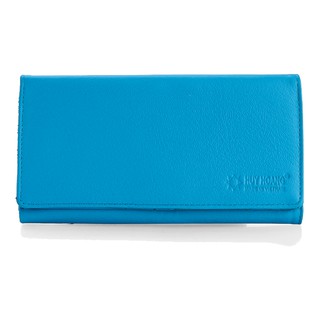 Ví nữ da bò cao cấp Huy Hoàng 3 gấp màu xanh biển-HP3163