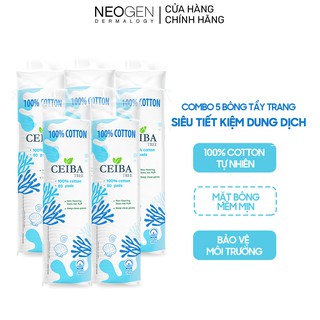 Combo 5 Bông Tẩy Trang Ceiba Tree Dành Cho Mọi Loại Da 80 miếng x5
