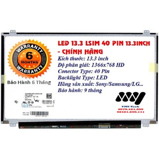 [Mã ELHAMS5 giảm 6% đơn 300K] Màn Hình Laptop 13.3 Inch Led Mỏng 40 pin Wide + Gương