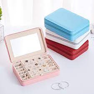 Hộp đựng trang sức, mỹ phẩm cao cấp có gương - Da PU chống nước 17x12x5cm