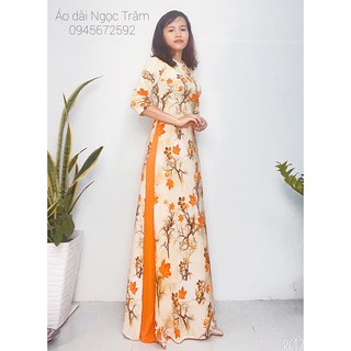 Áo dài may sẵn truyền thống lá phông 3D (ảnh thật, kèm video)