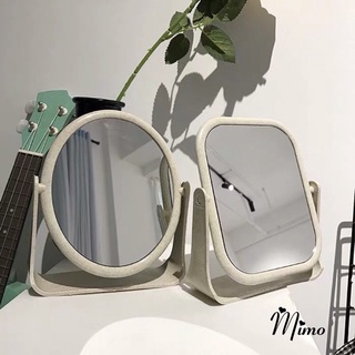 Gương trang điểm để bàn lúa mạch 2 mặt gương xoay 360 độ