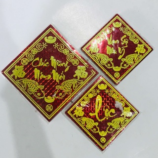 SET 10 Tờ Giấy Dán Dưa Chữ Kim Tuyến Cao Cấp Có Keo Dán