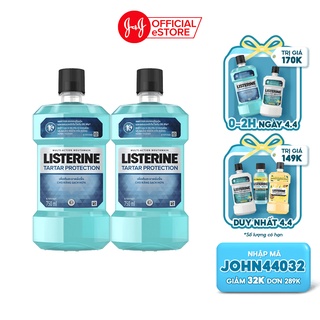 [Mã FMCGMALL -8% đơn 250K] Bộ 2 Chai Nước súc miệng ngăn mảng bám Listerine Tartar Protection 750mlx2 - 540021938