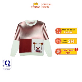 Áo Len Dài Tay Bé Gái ARDILLA Họa Tiết Sọc Ngang, In Hình Xinh Xắn, Vải Len Mềm Mại Giữ Ấm Tốt Cho Bé 8-15 Tuổi TA8703