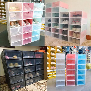 Combo 10 Hộp Đựng Giày Lắp Ghép Đa Năng Nắp Nhựa Cứng-Tặng Kèm Gói Hút Ẩm