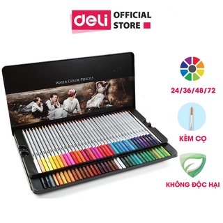 Bộ Bút Chì Màu Nước DELI 24/36/48/72 Màu ( Hộp Thiếc)