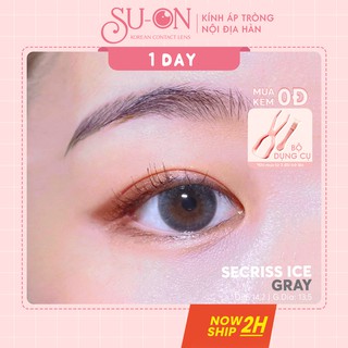 [Video thật] Lens 1 ngày Olens SECRISS ICE GRAY áp tròng 14,2mm, xám tro đậm Hàn Quốc, siêu êm đeo 24h