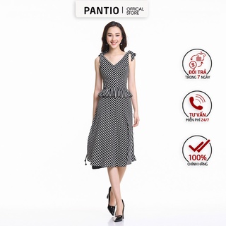 Đầm dạo phố hoạ tiết sọc chéo FDP32292 - PANTIO