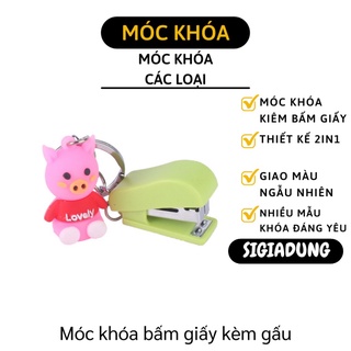 [SGD] Dập Ghim Giấy Mini - Móc Khóa Bấm Giấy Kèm Gấu Nhỏ Gọn, Đẹp Mắt Cute 8436