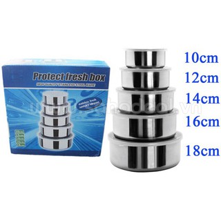 [FREESHIP] BỘ 5 THỐ INOX CÓ NẮP ĐẬY (10CM 12CM 14CM 16CM VÀ 18CM) ( 5549)