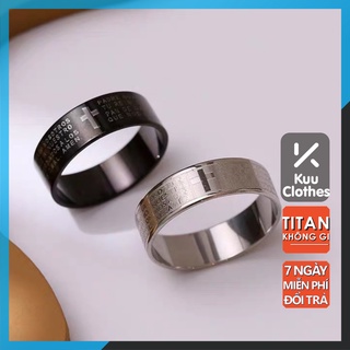 Nhẫn nam nữ tròn Unisex màu bạc Thời trang Kuu Clothes chất liệu Titan đẹp đơn giản - Nhẫn Cross