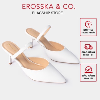 Dép sục cao gót Erosska quai mảnh cao 8cm màu trắng _ EM073