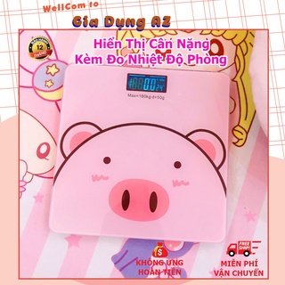 Cân điện tử sức khỏe mini gọn nhẹ màn hình kính cường lực hiện cân nặng nhiệt độ phòng AZ SD950