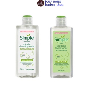 Combo 2 Sản Phẩm Giúp Da Sạch Sâu Và Dưỡng Ẩm Cho Da Simple Kind To Skin (Tẩy trang 200ml + Toner 200ml)