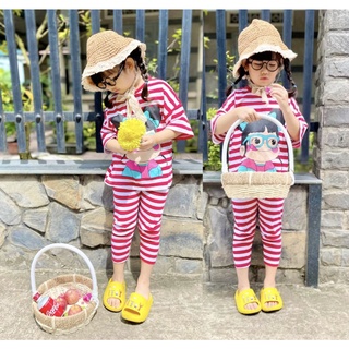 Bộ tay ngắn quần dài thun borip in hình siêu xinh cho bé gái từ 10 đến 22kg - Bộ quần áo bé gái
