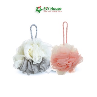 Bông Tắm Tạo Bọt PTY HOUSE Siêu Mềm Mịn Dạng Tròn Size 12x14cm - Giao Màu Ngẫu Nhiên (Hàng Chuẩn)
