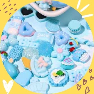 Set 10 charms màu xanh biển trang trí DIY ốp điện thoại, gương, cặp tóc...