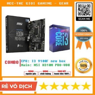 Combo máy tính I3 9100F + MSI H310M PRO-VDH - chính hãng 36T