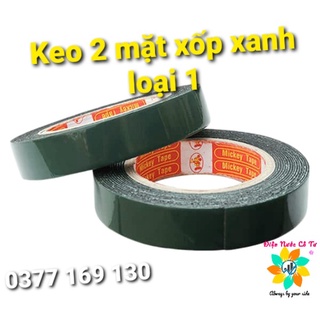 Băng keo 2 mặt xốp xanh đen (hàng loại 1)