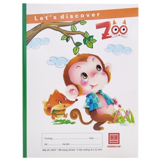 Vở Class Zoo - Ô Ly 96 Trang ĐL 100g/m2 - Hồng Hà 0427 - Hình Khỉ