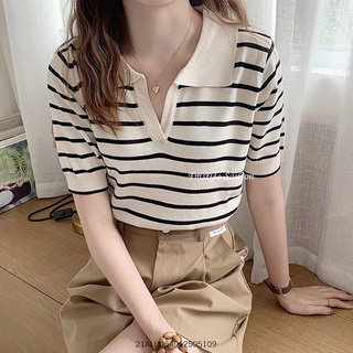 Áo thun len nữ tay ngắn kẻ sọc hàn quốc ulzzang thời trang VM STYLE 81018- 22ALU01A961701