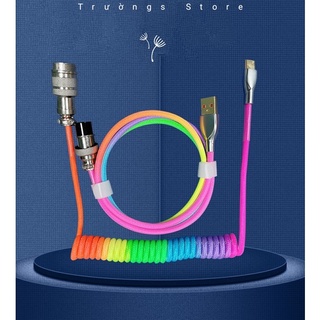 Dây Cáp Bàn Phím Cơ Type C/Micro Usb/Mini Usb CUSTOM 7 màu Dạng Xoắn Lò Xo