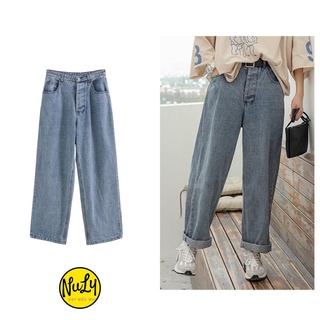 Quần bò nữ ống rộng jean Baggy lưng cao phong cách Ulzzang mặc 4 mùa tiện lợi NULY_21