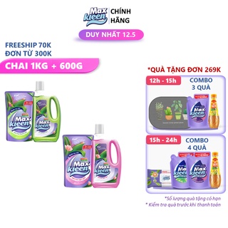 [Mã FMCGWP1 giảm 8% đơn 150K] Combo Chai Nước Lau Sàn MaxKleen 1Kg + Túi Nước Lau Sàn 600g:Ban Mai