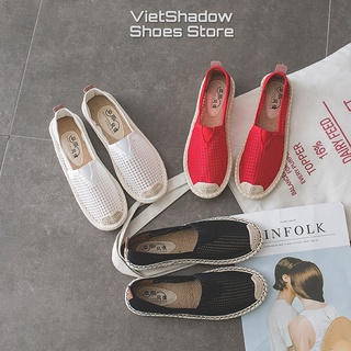 Slip on cói nữ - Giày lười vải nữ - Chất liệu vải lưới 3 màu đen, đỏ và trắng - Mã B31