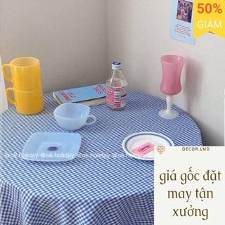 Khăn trải bàn caro xanh dương, khăn picnic, khăn nền chụp ảnh sản phẩm