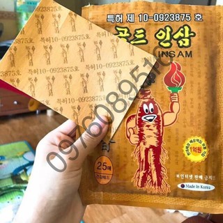 CAO DÁN HỒNG SÂM GOLD INSAM GIẢM ĐAU NHANH [TÚI VÀNG 25 MIẾNG)