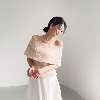 Áo ren trễ vai thiết kế H.I.U ROOM, Ruby top hồng ren nữ áo kiểu mùa hè 2022.