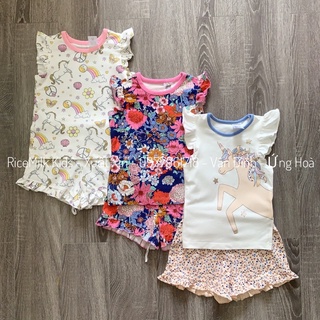 Bộ cotton hè cho bé gái xuất dư xịn mềm mát