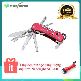 Dao Đa Năng Tavana 15 Món DDN-001 - Đỏ tặng đèn pin sạc SLT 001