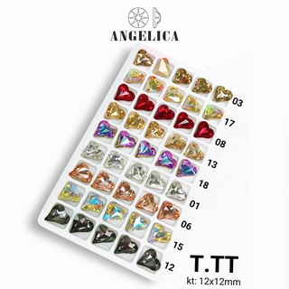 Túi 5 Viên Đá khối Nail To Hình Trái Tim, Chân Vàng Trang Trí Móng ANGELICA T.TT