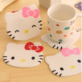 HCM - Combo 4 đế lót ly mặt Kitty dễ thương kute
