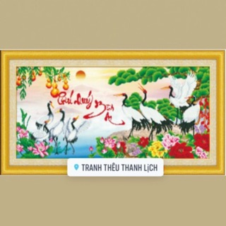 TRANH ĐÍNH ĐÁ Hạc Phú Quý Bình An ABC LV358 - Chưa đính