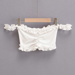 áo bẹt vai croptop viền bèo thun bozip mềm mịn đủ màu hot hot